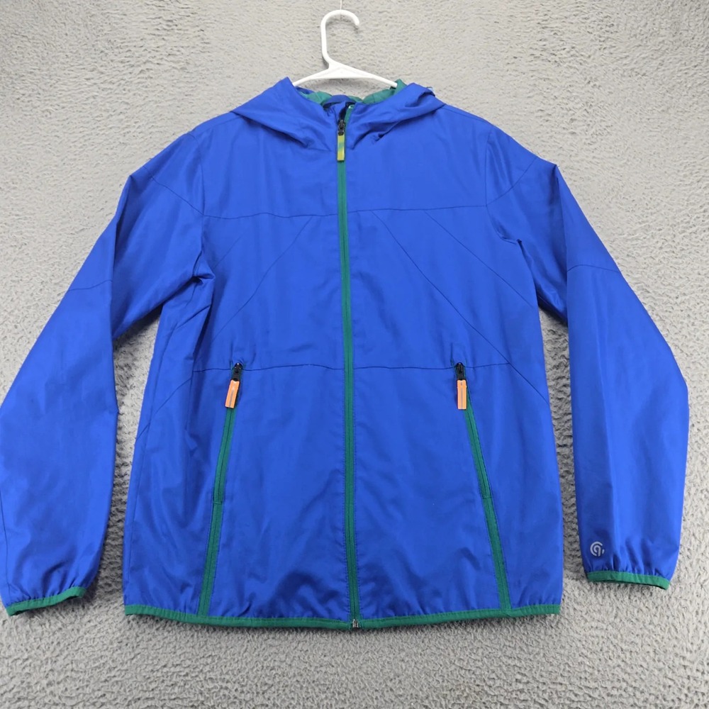 Champion Jacket Boys XL 16-18 Blue Hooded Full Zip‎ Windbreaker Lightweight